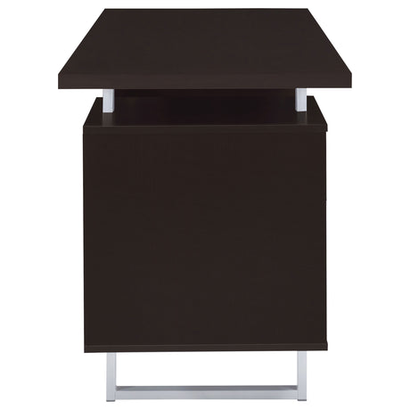 Lawtey 60" Computer Desk with Floating Top - File Drawer & Cabinet in Cappuccino on Silver Metal Base – view 10