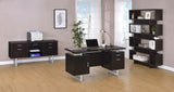 Lawtey 60" Computer Desk with Floating Top - File Drawer & Cabinet in Cappuccino on Silver Metal Base – view 15