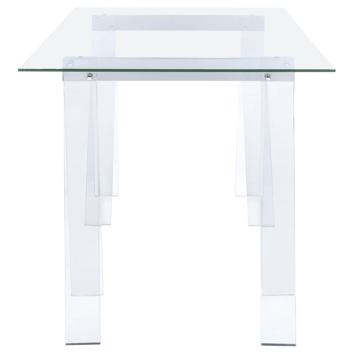 Amaturo 59" Glass Top Writing Desk - Clear Acrylic Sawhorse Base with Chrome Supports – view 4