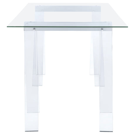 Amaturo 59" Glass Top Writing Desk - Clear Acrylic Sawhorse Base with Chrome Supports – view 4