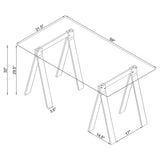 Amaturo 59" Glass Top Writing Desk - Clear Acrylic Sawhorse Base with Chrome Supports – view 5