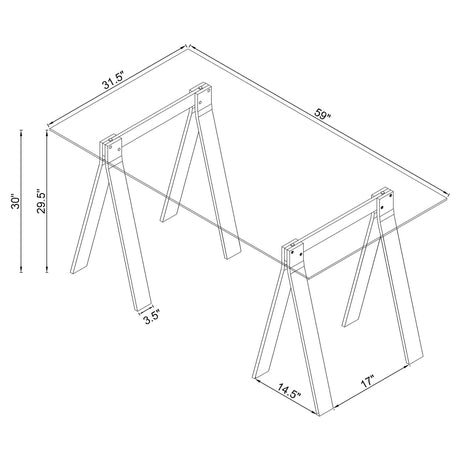 Amaturo 59" Glass Top Writing Desk - Clear Acrylic Sawhorse Base with Chrome Supports – view 5
