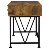 Analiese 47" 3-Drawer Writing Desk & Bookcase Set - Farmhouse Rustic Nutmeg with Black Metal Base – view 14
