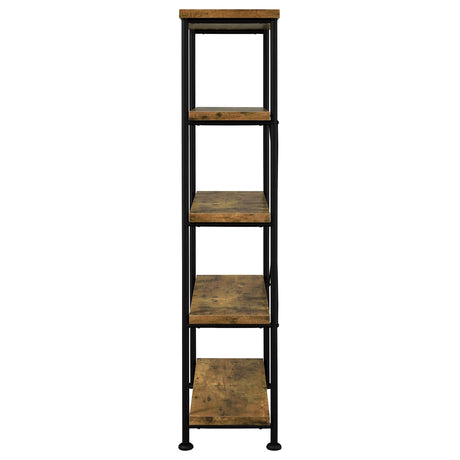 Analiese 47" 3-Drawer Writing Desk & Bookcase Set - Farmhouse Rustic Nutmeg with Black Metal Base – view 19