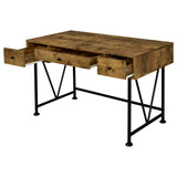 Analiese 47" 3-Drawer Writing Desk & Bookcase Set - Farmhouse Rustic Nutmeg with Black Metal Base – view 4