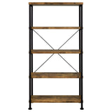 Analiese 63" 4-Shelf Bookshelf & Double Bookshelf - Black Metal Frame in Rustic Nutmeg or Grey Driftwood – view 9