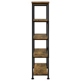 Analiese 63" 4-Shelf Bookshelf & Double Bookshelf - Black Metal Frame in Rustic Nutmeg or Grey Driftwood – view 10