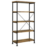Analiese 63" 4-Shelf Bookshelf & Double Bookshelf - Black Metal Frame in Rustic Nutmeg or Grey Driftwood – view 11