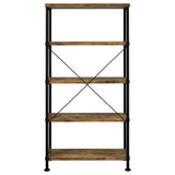 Analiese 63" 4-Shelf Bookshelf & Double Bookshelf - Black Metal Frame in Rustic Nutmeg or Grey Driftwood – view 12