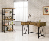 Analiese 63" 4-Shelf Bookshelf & Double Bookshelf - Black Metal Frame in Rustic Nutmeg or Grey Driftwood – view 15