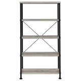 Analiese 63" 4-Shelf Bookshelf & Double Bookshelf - Black Metal Frame in Rustic Nutmeg or Grey Driftwood – view 16