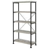 Analiese 63" 4-Shelf Bookshelf & Double Bookshelf - Black Metal Frame in Rustic Nutmeg or Grey Driftwood – view 17