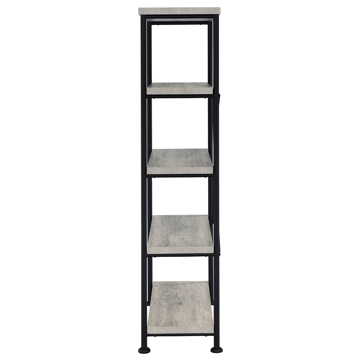 Analiese 63" 4-Shelf Bookshelf & Double Bookshelf - Black Metal Frame in Rustic Nutmeg or Grey Driftwood – view 18
