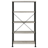 Analiese 63" 4-Shelf Bookshelf & Double Bookshelf - Black Metal Frame in Rustic Nutmeg or Grey Driftwood – view 19