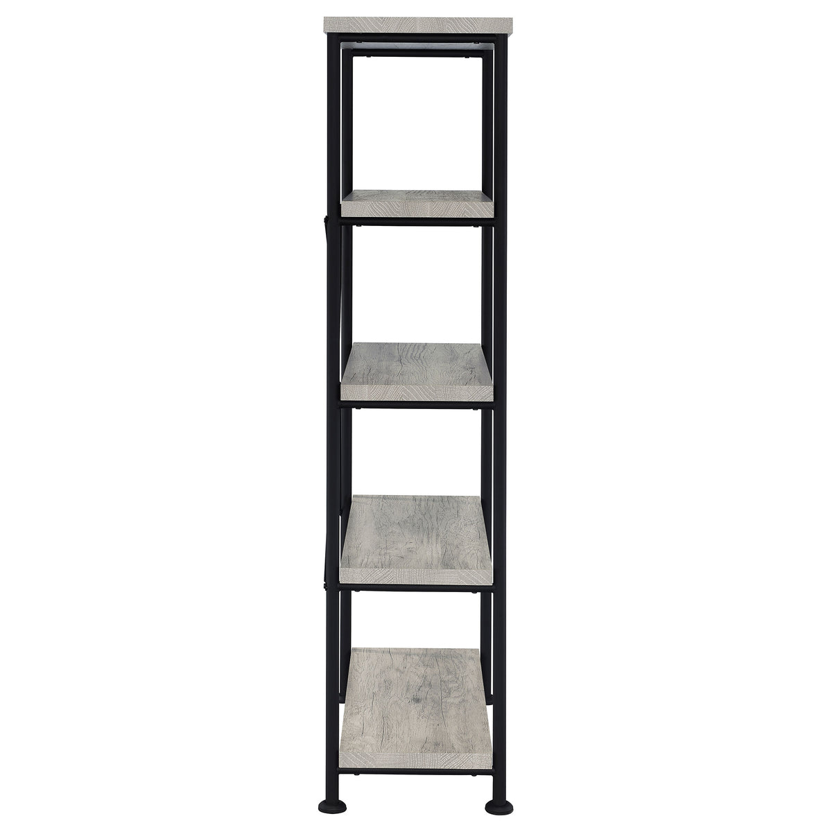 Analiese 63" 4-Shelf Bookshelf & Double Bookshelf - Black Metal Frame in Rustic Nutmeg or Grey Driftwood – view 20