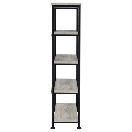 Analiese 63" 4-Shelf Bookshelf & Double Bookshelf - Black Metal Frame in Rustic Nutmeg or Grey Driftwood – view 20