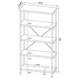 Analiese 63" 4-Shelf Bookshelf & Double Bookshelf - Black Metal Frame in Rustic Nutmeg or Grey Driftwood