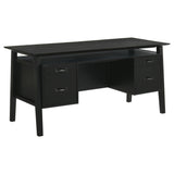 Goodson 64" Double Pedestal Computer Desk - 4 Drawers & Open Shelf in Black Oak Veneer – view 2