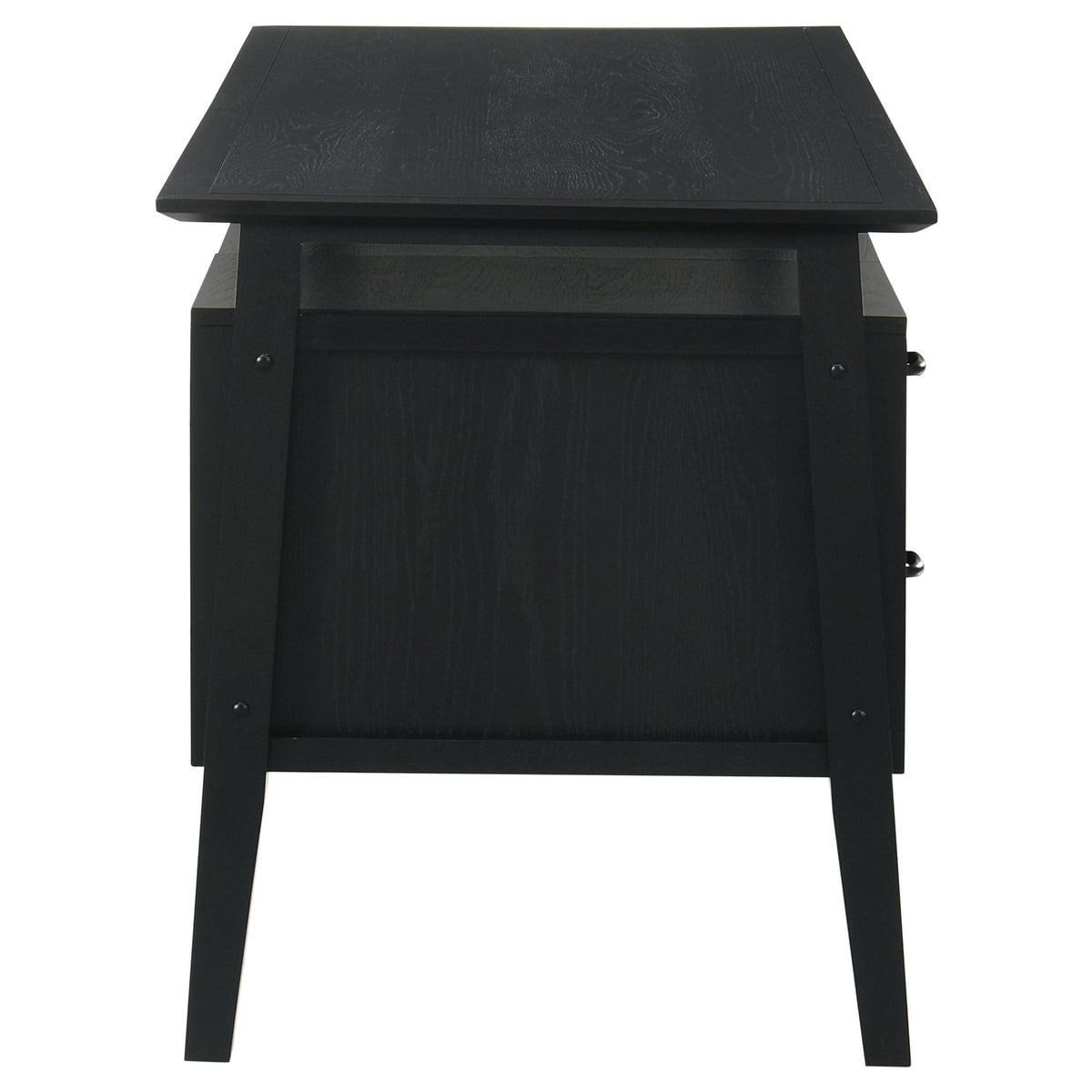 Goodson 64" Double Pedestal Computer Desk - 4 Drawers & Open Shelf in Black Oak Veneer – view 5