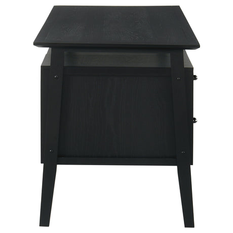 Goodson 64" Double Pedestal Computer Desk - 4 Drawers & Open Shelf in Black Oak Veneer – view 5