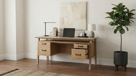 Goodson 64" Double Pedestal Computer Desk - Distressed Light Brown