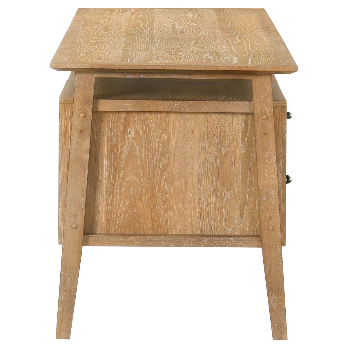 Goodson 64" Double Pedestal Computer Desk - 4 Drawers & Open Shelf in Distressed Light Brown – view 5