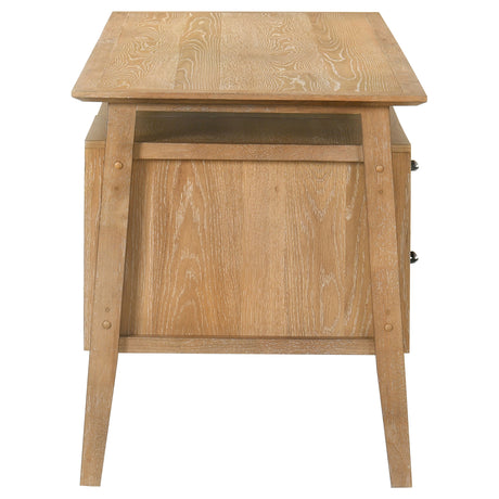 Goodson 64" Double Pedestal Computer Desk - 4 Drawers & Open Shelf in Distressed Light Brown – view 5