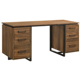 Berhalter 63" Double Pedestal Computer Desk - 6 Drawers with File Storage in Walnut & Black – view 2