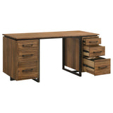 Berhalter 63" Double Pedestal Computer Desk - 6 Drawers with File Storage in Walnut & Black – view 3