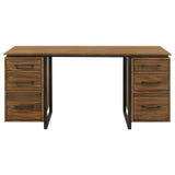 Berhalter 63" Double Pedestal Computer Desk - 6 Drawers with File Storage in Walnut & Black – view 4