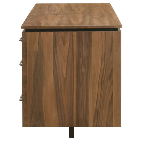 Berhalter 63" Double Pedestal Computer Desk - 6 Drawers with File Storage in Walnut & Black – view 6