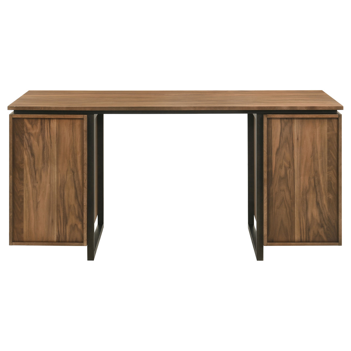 Berhalter 63" Double Pedestal Computer Desk - 6 Drawers with File Storage in Walnut & Black – view 8