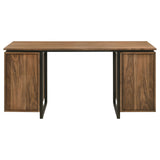 Berhalter 63" Double Pedestal Computer Desk - 6 Drawers with File Storage in Walnut & Black – view 8