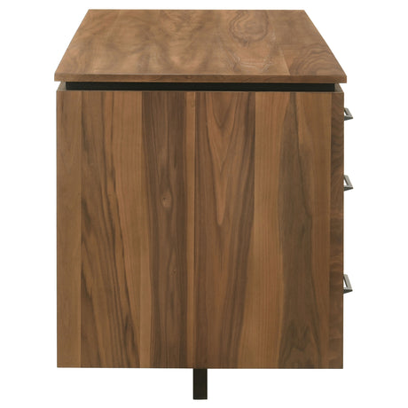 Berhalter 63" Double Pedestal Computer Desk - 6 Drawers with File Storage in Walnut & Black – view 10