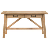 Fabian 54" Writing Desk - 2 Drawers & Cross-Braced Base in Distressed Light Brown – view 4