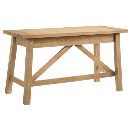 Fabian 54" Writing Desk - 2 Drawers & Cross-Braced Base in Distressed Light Brown – view 7