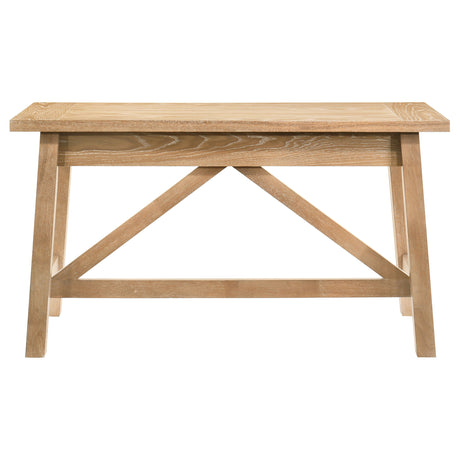 Fabian 54" Writing Desk - 2 Drawers & Cross-Braced Base in Distressed Light Brown – view 8