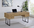 Analiese 63" 4-Drawer Writing Desk & 60" Double Bookshelf - Rustic Mango with Black Metal Frame – view 1