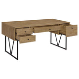 Analiese 63" 4-Drawer Writing Desk & 60" Double Bookshelf - Rustic Mango with Black Metal Frame – view 5