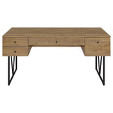 Analiese 63" 4-Drawer Writing Desk & 60" Double Bookshelf - Rustic Mango with Black Metal Frame – view 6
