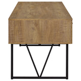 Analiese 63" 4-Drawer Writing Desk & 60" Double Bookshelf - Rustic Mango with Black Metal Frame – view 10