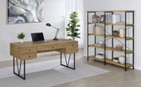 Analiese 63" 4-Drawer Writing Desk & 60" Double Bookshelf - Rustic Mango with Black Metal Frame – view 13