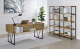 Analiese 63" 4-Drawer Writing Desk & 60" Double Bookshelf - Rustic Mango with Black Metal Frame – view 14