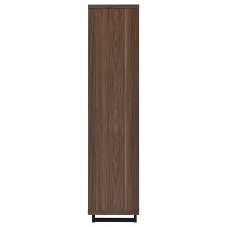 Maddox 60" L-Shape Computer Desk & 71" Cabinet Bookshelf - Walnut & Black with Slatted Doors – view 19