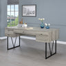 Analiese 63" 4-Drawer Writing Desk - Rustic Wood Look on Black Metal Base in Nutmeg or Grey Driftwood – view 2