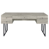 Analiese 63" 4-Drawer Writing Desk - Rustic Wood Look on Black Metal Base in Nutmeg or Grey Driftwood – view 18