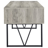 Analiese 63" 4-Drawer Writing Desk - Rustic Wood Look on Black Metal Base in Nutmeg or Grey Driftwood – view 19