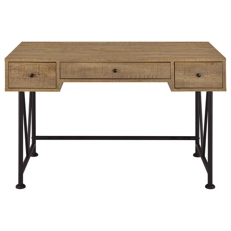Analiese 47" Writing Desk & 63" Bookshelf - Rustic Mango Finish with Black Metal Frame – view 6