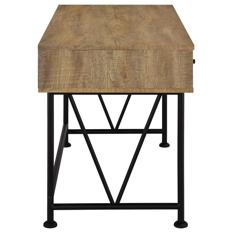 Analiese 47" Writing Desk & 63" Bookshelf - Rustic Mango Finish with Black Metal Frame – view 11