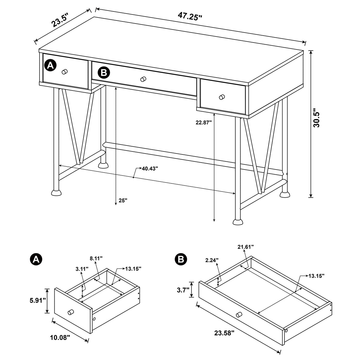 Analiese 47" Writing Desk & 63" Bookshelf - Rustic Mango Finish with Black Metal Frame – view 13